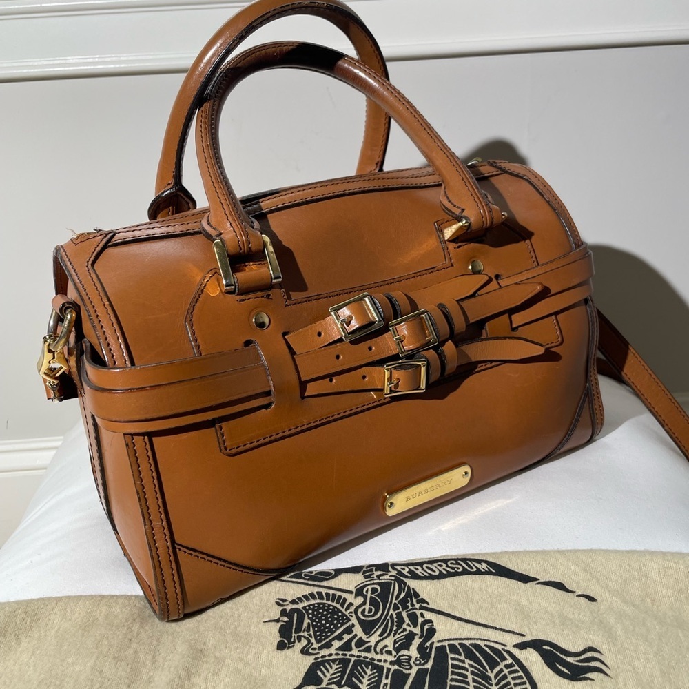 BURBERRY Alchester Bridle Belted DOCTORS Bag BROWN Purse Crossbody Leather ITALY - Picture 13 of 16